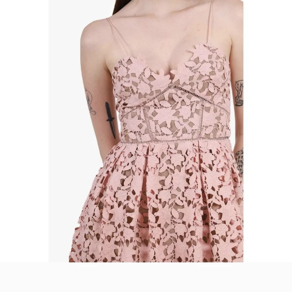 Self-Portrait Blush Pink Lace Midi Dress - Picture 5 of 16